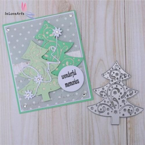 InLoveArts Christmas Tree Metal Cutting Dies Scrapbooking Craft Decorative Embossing Making Cards Stencil Christmas Die Cut DIY