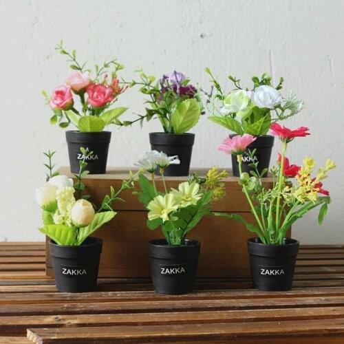 Lovely Artificial Plants with Pot Simulation Mini Flowers Bonsai Potted Placed Green Fake Plants Home Decoration Accessories