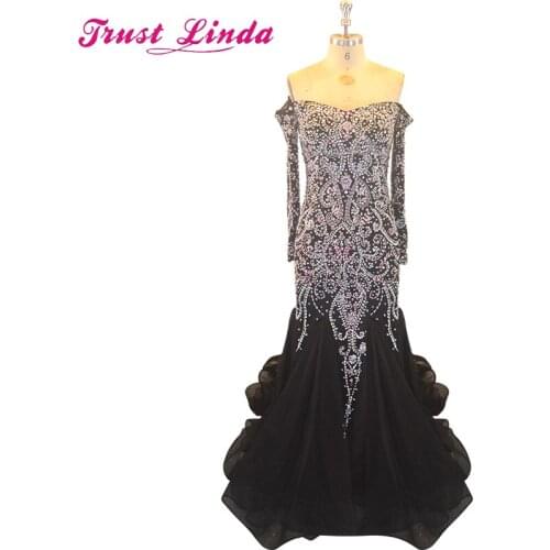 Fashion Long Sleeve Beading Mermaid Floor Length Evening Dress for Wedding Party Custom Made