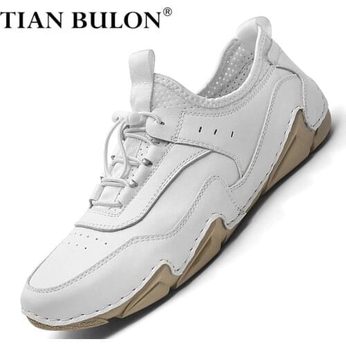 Genuine Leather Casual Shoes Men Handmade Sneakers Men Luxury Slip on Moccasins Breathable Mens Walking Shoes Chaussure Homme