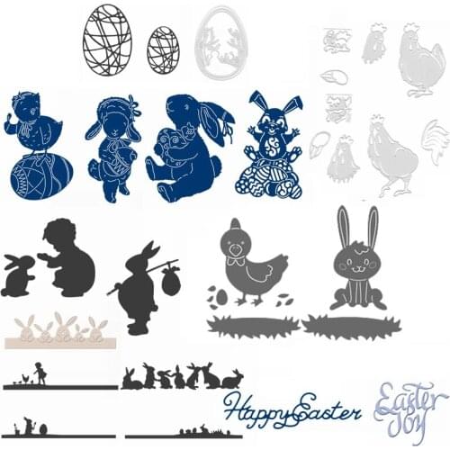Lovely Bunny Chick Children Grass Carrot Easter Element Set Metal Cutting Dies Stencil For Crafts Paper Cards 2020 New