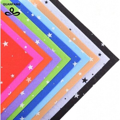 Printed Star Non Woven Felt Fabric 1mm Thickness Polyester Cloth Sewing Dolls Crafts Home Decoration Pattern Bundle10pcs15x15cm