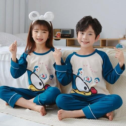 2021 New Autumn Children Pyjamas For Boys And Girls Pure Cotton Cartoon Kid Tracksuit Home Wear Travel Casual Style