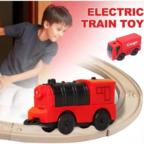 Train Toy Battery Powered Engine Train Kids Wooden Railway Electric Train Compatible For BRIO Wooden Track
