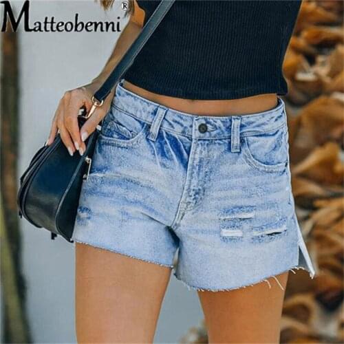 Casual Jeans Shorts Cowgirl Ripped Split Womens High Elastic Denim Short Solid Vintage Slim Washed High Waist Straight Shorts