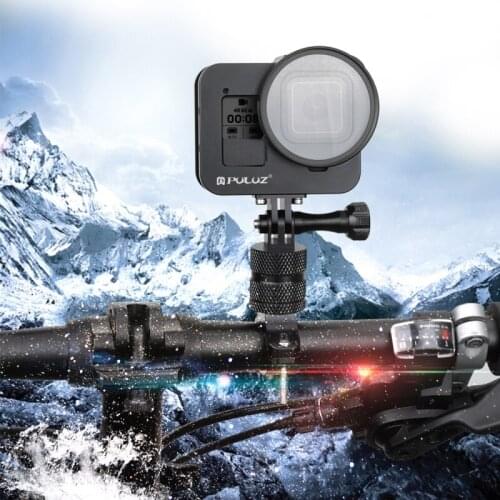 PULUZ Housing Shell CNC Aluminum Alloy Protective Cage with Insurance Frame & 52mm UV Lens for GoPro HERO8 Black (Black)