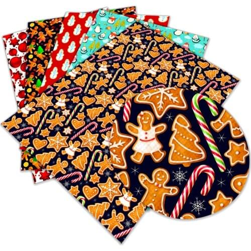 Christmas Tree Printed 30 cm x 136 cm Synthetic Faux Leather for DIY Bag Material Fabric