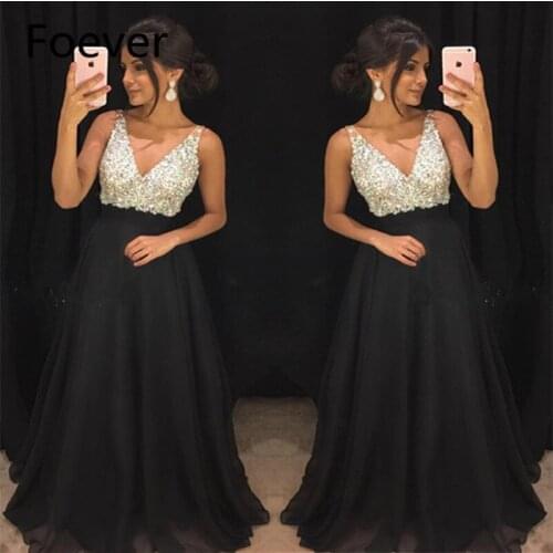 Sexy V Neck Evening Dresses Long 2019 vestidos de fiesta de noche Beaded Crystal abendkleider Special Occasion Formal Party Gown