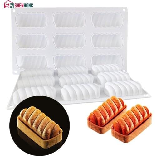 SHENHONG 9 Holes Pillow Tart Dessert Silicone Pastry Cake Mold For Baking Mould Mousse Chocolate Pan Tartlet Decoration