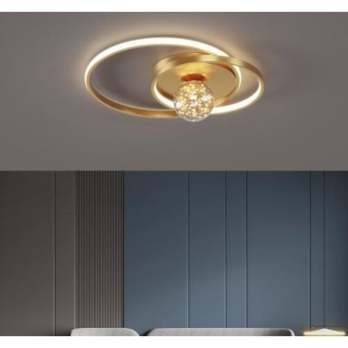 Gold Finished Modern led Ceiling Lights for living room Bedroom Study Balcony Home Indoor RC Dimmable Ceiling Lamp fixtures