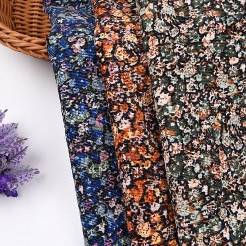 100*150CM Corduroy fabric polyester womens fashion dress clothing fabric small floral printed cloth DIY Handmade sewingquilting