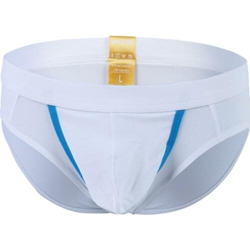 2019 new style WJ brand gay underwear Mesh breathable briefs sexy remove pouch briefs male underpants mesh solid underwear