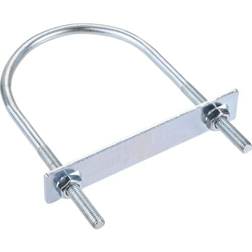 Uxcell Round U-Bolt 3.54"(90mm) Inner Width 150mm Length Steel M8 with Nut, Plate 1 Set