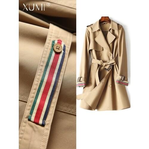 High End Windbreaker Womens 2021 New Leisure Temperament Medium Length Khaki Small British Style Coat Spring and Autumn Wear