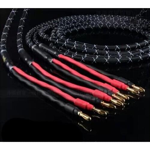High-end Hifi 6N Pure Copper Speaker Cable Banana Plug 2 to 2 Connector Audio Amplifier CD DVD Player Speaker Cable
