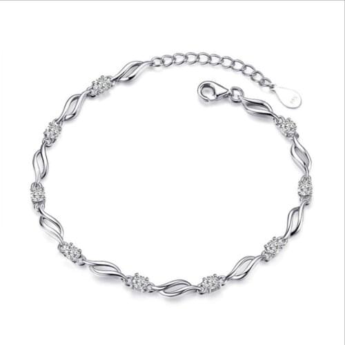 Everoyal Top Quality 925 Sterling Silver Bracelets For Women Jewelry Trendy Crystal Geometric Accessories Lady Bracelet Female