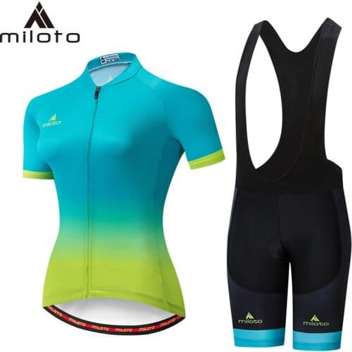 Miloto Women Cycling Jersey Set Summer Mountain Bike Clothing Breathable Racing Bicycle Clothes Ropa Ciclismo Girls Cycle Set