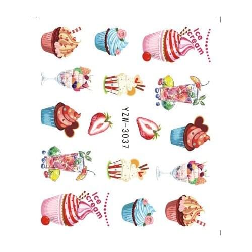 1 Sheets 2020 Delicious Cake Cool Drink Ice Cream Nail Art Water Decal Sticker For Nail Art Tattoo Decor Manicure