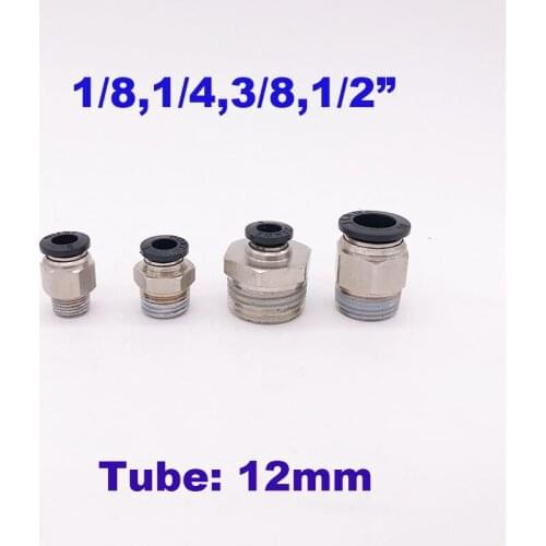 12mm tube BSP/NPT 1/8 1/4 3/8 1/2 inch air straight pneumatic pu hose fitting Nickel-plated copper One touch pipe connector