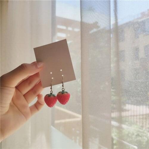 2021 Trendy Strawberry Earrings Female Lovely Girls Simulation Fruit Dangle Earrings For Women Fine Y2k Jewelry Accessories DIY