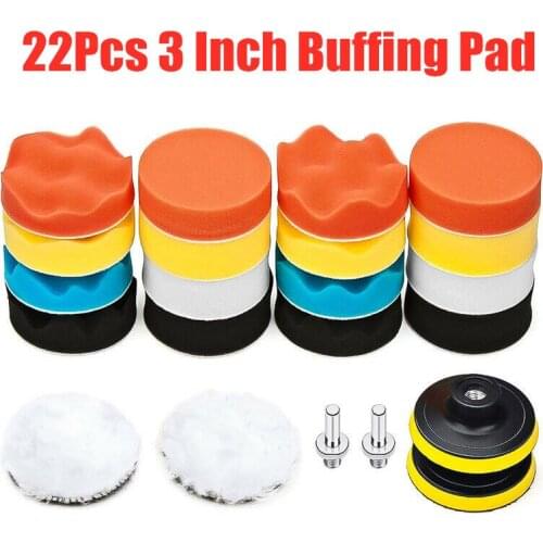 22Pcs/Set 3inch 80mm Buffing Pad Polishing Pad Kit For Watch Glass Car Polisher Pads M10 Drill Adapter Thread Abrasive Tools
