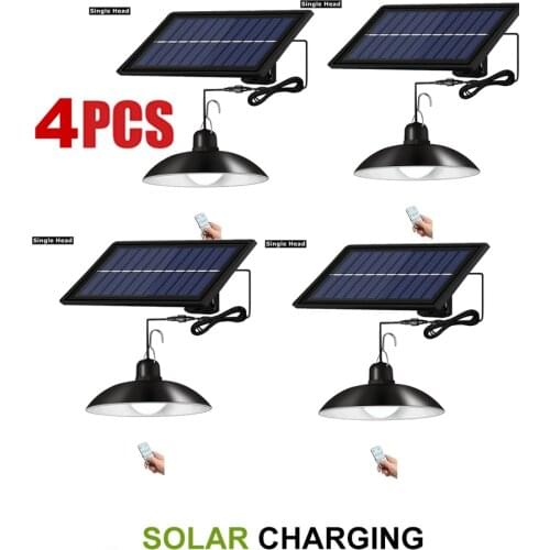 4pcs remote 30 led 2 head Retro Lampshade Solar Powered Pendant Light Light Bulb Chandelier Solar Pendant Light Waterproof Solar