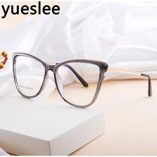 46954 TR90 Plastic Titanium Cat eye Glasses Frame Men Women Optical Fashion Anti Blue Computer Eyeglasses