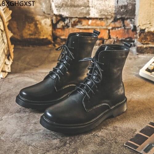 Black Martin Boots for Men Male Platform Boots for Man 2021luxury Designer Shoes Man Motorcycle Boots Men Casual Shoes Chaussure