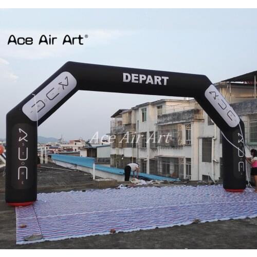 Clean design white and black inflatable start finish line archway with DEPART and ARRIVEE for France