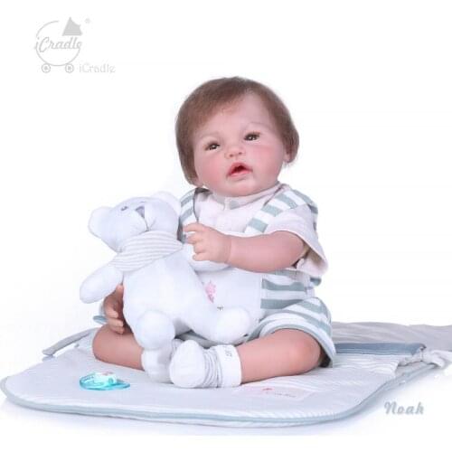 Boutique Reborn baby doll real looking newborn baby boy silicone dolls gift iCradle collection doll bebes reborn 52cm