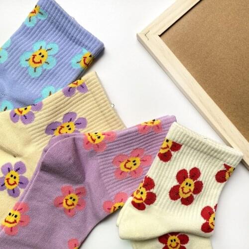 Cartoon Sunflower Short Cotton Socks Women Girls Korean Preppy Style Cute Flower Socks Spring Summer Japanese Harajuku Sokken