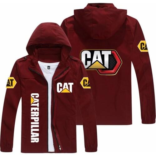 Maycaur brand CAT Caterpillar car logo jacket mens fashion loose oversized solid color jacket fashion casual sweater travel zip