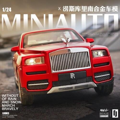 1:24 Rolls Royce Cullinan Alloy Car Model Large Size Simulation SUV Metal Car Model Light Sound Pull Back scale car red car