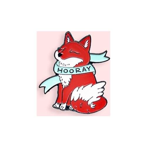 Fashion Cartoon Animal Badge Cute Leisurely Red Fox Metal Enamel Brooch Personality Lapel Backpack Jewelry Accessories Gift