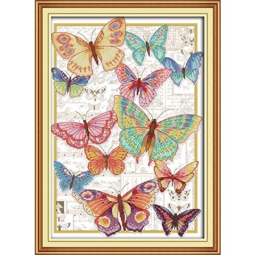 Joy Sunday DIY Cross Stitch Kit Many flying butterflies pattern Printed as a gift to some others Chinese embroidery needlework
