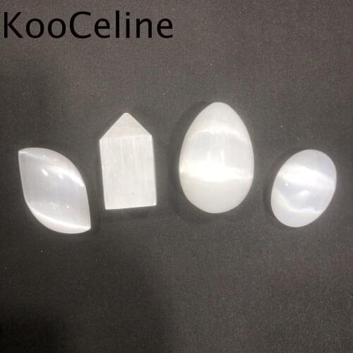 Natural Crystals Quartz Selenite Egg Oval Leaf Tower Energy Reiki Healing Stones Home Aquarium Decoration Accessories Gemstone