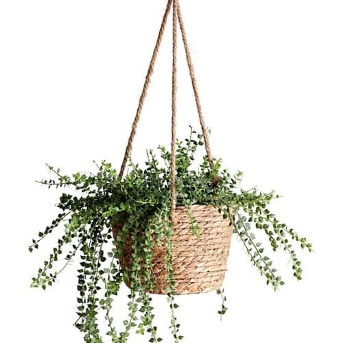 Rattan woven straw basket hanging flowerpot planting basket green flowerpot garden decoration flowerpot handmade basket