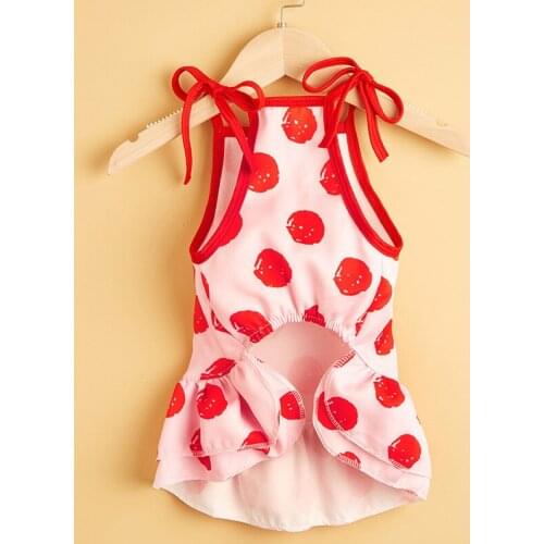 KANGFEILE Summer Print Cute Pet Dresses for Small Dogs Cats Suspender Cats Skirt Comfortable Fashion Pet Supplies Clothes D2315