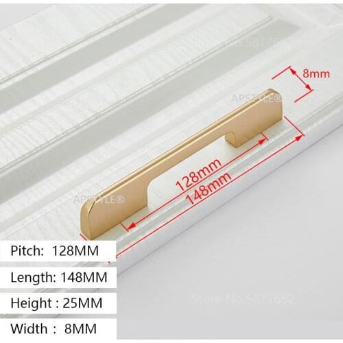 Dresser Wardrobe Knob European Fashion Aluminum Square U Type Gold Cupboard Drawer Hardware Kitchen Cabinet Pull Handle