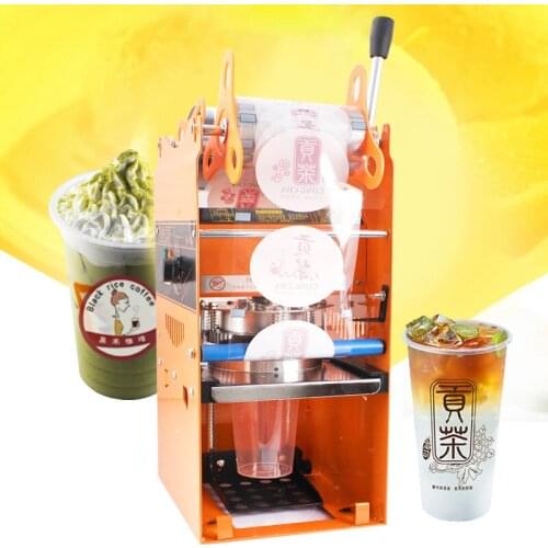 Manual Cup Sealing Machine Plastic Paper Bubble Tea Cup Sealer Packing Sealer for Standard Cup with Counting Function WY-802K