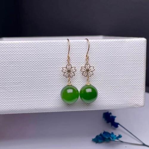 SHILOVEM 18k yellow gold Natural Jasper drop earring classic fine Jewelry women wedding women gift 10*10mm myme101066126by