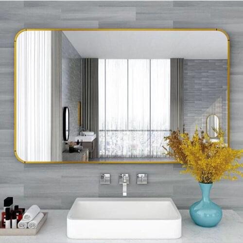Modern Aluminum Alloy Rectangular Round Angle Bathroom Mirror Living Room Mirror Make-up Mirror Wall Mirror Free Shipping