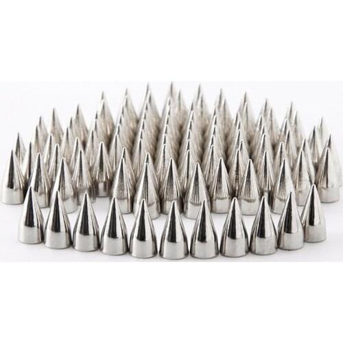 50pcs 9.5mm Alloy Bag Studs Cone Punk Spike Rivet Screw Bullet Riveting Garment Belt Shoes Clothes Leathercraft DIY