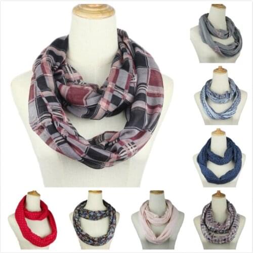 New Fashion Women Flower plaid ring Scarf Dot Print Ring loop Scarves Infinity Shawl Wrap High Quality spring Autumn