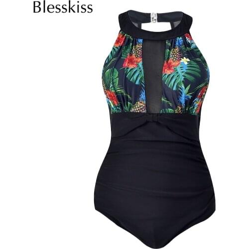 2021 Plus Size Swimwear Women One Piece Swimsuit Sexy Mesh 1 Onepiece Retro Monokini Swimming Suit For Ladies Bathing Suit 4XL