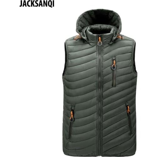 JACKSANQI Men Multiple pockets Hiking Hooded Warm Vest Outdoor Sports Fleece Climbing Fishing Camping Thermal Sleeveless RA431