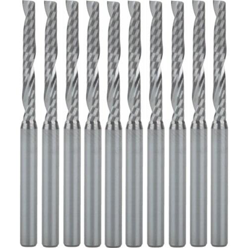10pcs 3.175x2.5x22mm Carbide One Flute Spiral Bit Dust-free