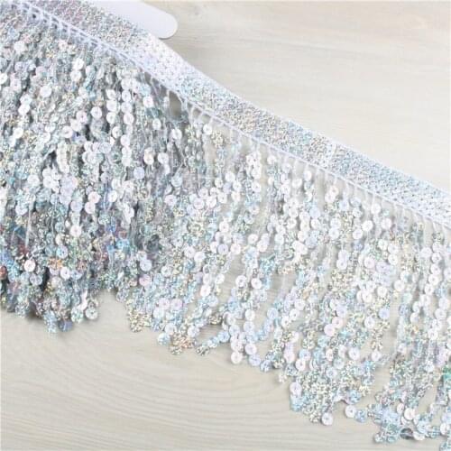 10Yards 15CM Long Silver Lace Fringe Trim Tassel Fringe Trimming For Diy Latin Dress Stage Clothes Accessories Lace Ribbon