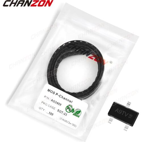 100pcs AO3409 SOT-23 P-Channel SMD Mosfet Bipolar Junction Transistor BJT SIC Mos Fets Triode Tube SMT Integrated Circuits