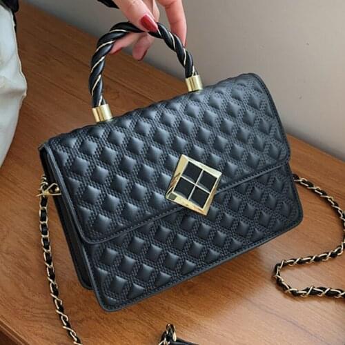 2021 Fashion Simple Small Square Bags Womens Messenger Bag Diamond Lattice Chain Shoulder Bags High Quality PU Leather Handbags